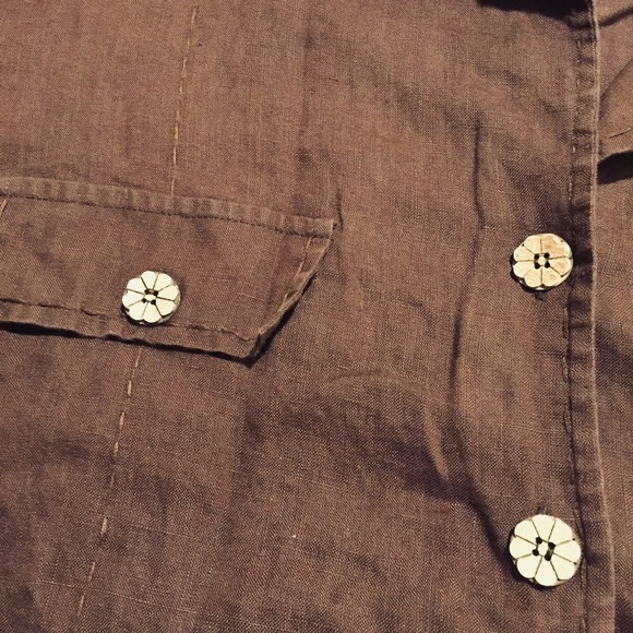 Brown Linen Button up Top - Picture 3 of 7